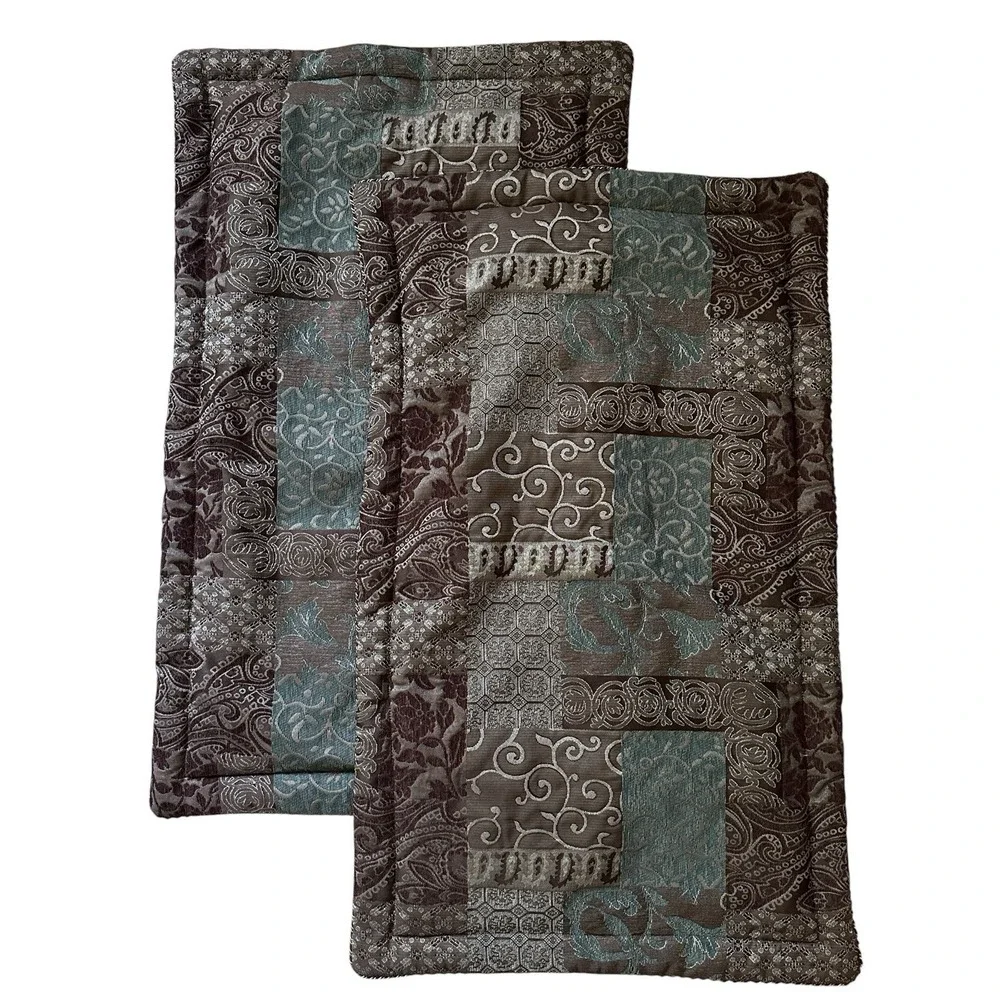 Croscill Home Galleria Quilt Shams 40x25 in California King Brown‎ Teal Set of 2